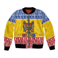 Moldova Christmas Bomber Jacket Coat Of Arms Craciun fericit - Wonder Print Shop