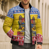 Moldova Christmas Bomber Puffer Jacket Coat Of Arms Craciun fericit - Wonder Print Shop