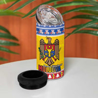 Moldova Christmas 4 in 1 Can Cooler Tumbler Coat Of Arms Craciun fericit - Wonder Print Shop