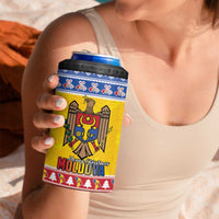 Moldova Christmas 4 in 1 Can Cooler Tumbler Coat Of Arms Craciun fericit - Wonder Print Shop