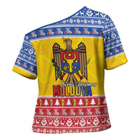 Moldova Christmas Cross Shoulder Shirt Coat Of Arms Craciun fericit - Wonder Print Shop