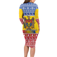 Moldova Christmas Family Matching Long Sleeve Bodycon Dress and Hawaiian Shirt Coat Of Arms Craciun fericit - Wonder Print Shop