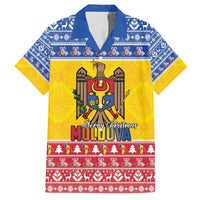 Moldova Christmas Family Matching Off The Shoulder Long Sleeve Dress and Hawaiian Shirt Coat Of Arms Craciun fericit - Wonder Print Shop