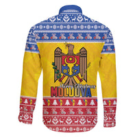 Moldova Christmas Family Matching Off The Shoulder Long Sleeve Dress and Hawaiian Shirt Coat Of Arms Craciun fericit - Wonder Print Shop