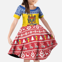 Moldova Christmas Family Matching Off Shoulder Maxi Dress and Hawaiian Shirt Coat Of Arms Craciun fericit - Wonder Print Shop