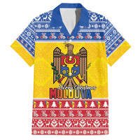Moldova Christmas Family Matching Off Shoulder Short Dress and Hawaiian Shirt Coat Of Arms Craciun fericit - Wonder Print Shop