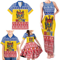 Moldova Christmas Family Matching Tank Maxi Dress and Hawaiian Shirt Coat Of Arms Craciun fericit - Wonder Print Shop