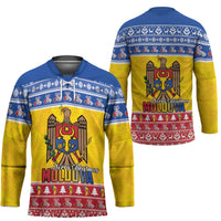 Moldova Christmas Hockey Jersey Coat Of Arms Craciun fericit - Wonder Print Shop