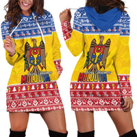 Moldova Christmas Hoodie Dress Coat Of Arms Craciun fericit - Wonder Print Shop