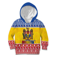Moldova Christmas Kid Hoodie Coat Of Arms Craciun fericit - Wonder Print Shop