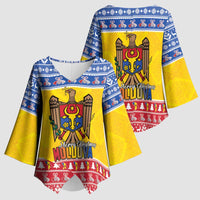 Moldova Christmas Kimono Sleeve Blouse Coat Of Arms Craciun fericit - Wonder Print Shop