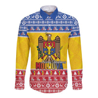 Moldova Christmas Long Sleeve Button Shirt Coat Of Arms Craciun fericit - Wonder Print Shop