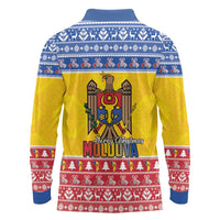 Moldova Christmas Long Sleeve Polo Shirt Coat Of Arms Craciun fericit - Wonder Print Shop