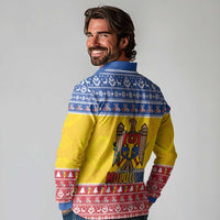 Moldova Christmas Long Sleeve Polo Shirt Coat Of Arms Craciun fericit - Wonder Print Shop