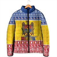 Moldova Christmas Padded Jacket Coat Of Arms Craciun fericit - Wonder Print Shop
