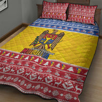 Moldova Christmas Quilt Bed Set Coat Of Arms Craciun fericit - Wonder Print Shop