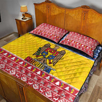 Moldova Christmas Quilt Bed Set Coat Of Arms Craciun fericit - Wonder Print Shop