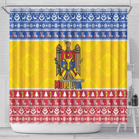 Moldova Christmas Shower Curtain Coat Of Arms Craciun fericit - Wonder Print Shop