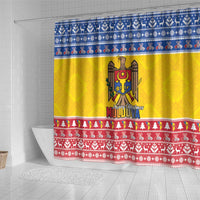 Moldova Christmas Shower Curtain Coat Of Arms Craciun fericit - Wonder Print Shop