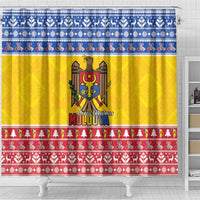 Moldova Christmas Shower Curtain Coat Of Arms Craciun fericit - Wonder Print Shop