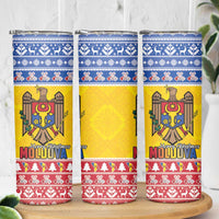 Moldova Christmas Skinny Tumbler Coat Of Arms Craciun fericit - Wonder Print Shop
