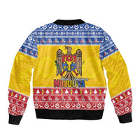 Moldova Christmas Sleeve Zip Bomber Jacket Coat Of Arms Craciun fericit - Wonder Print Shop