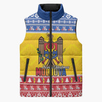 Moldova Christmas Sleeveless Puffer Jacket Coat Of Arms Craciun fericit - Wonder Print Shop