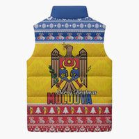Moldova Christmas Sleeveless Puffer Jacket Coat Of Arms Craciun fericit - Wonder Print Shop