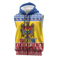 Moldova Christmas Sleeveless Zip Hoodie Coat Of Arms Craciun fericit - Wonder Print Shop
