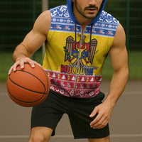 Moldova Christmas Sleeveless Zip Hoodie Coat Of Arms Craciun fericit - Wonder Print Shop