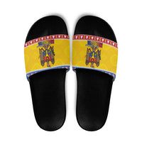 Moldova Christmas Slide Sandals Coat Of Arms Craciun fericit - Wonder Print Shop
