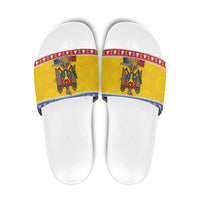 Moldova Christmas Slide Sandals Coat Of Arms Craciun fericit - Wonder Print Shop