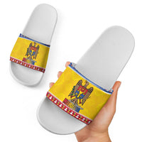 Moldova Christmas Slide Sandals Coat Of Arms Craciun fericit - Wonder Print Shop