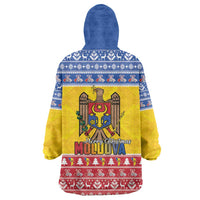 Moldova Christmas Wearable Blanket Hoodie Coat Of Arms Craciun fericit - Wonder Print Shop