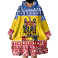 Moldova Christmas Wearable Blanket Hoodie Coat Of Arms Craciun fericit - Wonder Print Shop