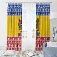 Moldova Christmas Window Curtain Coat Of Arms Craciun fericit - Wonder Print Shop