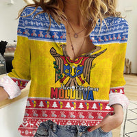 Moldova Christmas Women Casual Shirt Coat Of Arms Craciun fericit - Wonder Print Shop