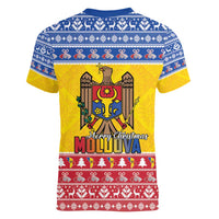 Moldova Christmas Women V-Neck T-Shirt Coat Of Arms Craciun fericit - Wonder Print Shop