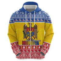 Moldova Christmas Zip Hoodie Coat Of Arms Craciun fericit - Wonder Print Shop