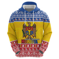 Moldova Christmas Zip Hoodie Coat Of Arms Craciun fericit - Wonder Print Shop