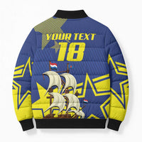 Curacao Football Pride Custom Bomber Puffer Jacket La Familia Azul Go Champions - Wonder Print Shop