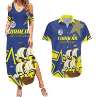 Curacao Football Pride Custom Couples Matching Summer Maxi Dress and Hawaiian Shirt La Familia Azul Go Champions - Wonder Print Shop