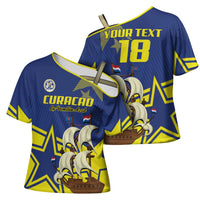 Curacao Football Pride Custom Cross Shoulder Shirt La Familia Azul Go Champions - Wonder Print Shop