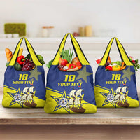 Curacao Football Pride Custom Grocery Bag La Familia Azul Go Champions - Wonder Print Shop