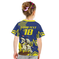 Curacao Football Pride Custom Kid T Shirt La Familia Azul Go Champions - Wonder Print Shop