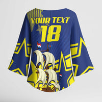 Curacao Football Pride Custom Kimono Sleeve Blouse La Familia Azul Go Champions - Wonder Print Shop