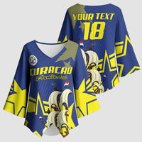 Curacao Football Pride Custom Kimono Sleeve Blouse La Familia Azul Go Champions - Wonder Print Shop