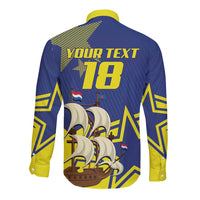 Curacao Football Pride Custom Long Sleeve Button Shirt La Familia Azul Go Champions - Wonder Print Shop