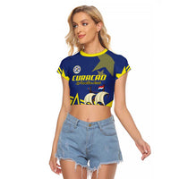 Curacao Football Pride Custom Raglan Cropped T Shirt La Familia Azul Go Champions - Wonder Print Shop