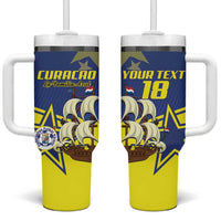 Curacao Football Pride Custom Tumbler With Handle La Familia Azul Go Champions - Wonder Print Shop